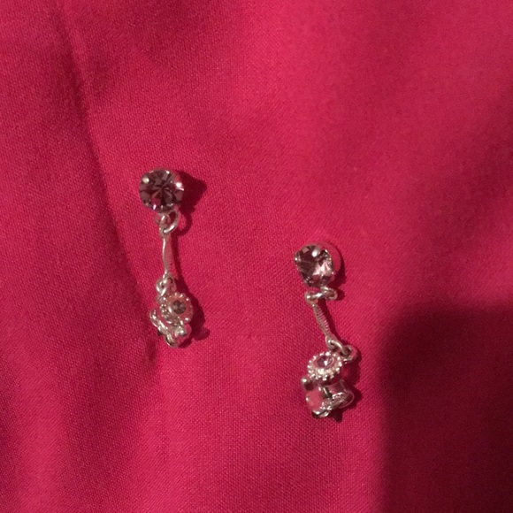 Silver and tan earrings - Picture 1 of 2
